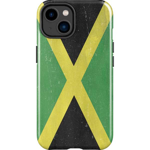 Jamaica Flag Distressed iPhone 14 Plus Impact Case